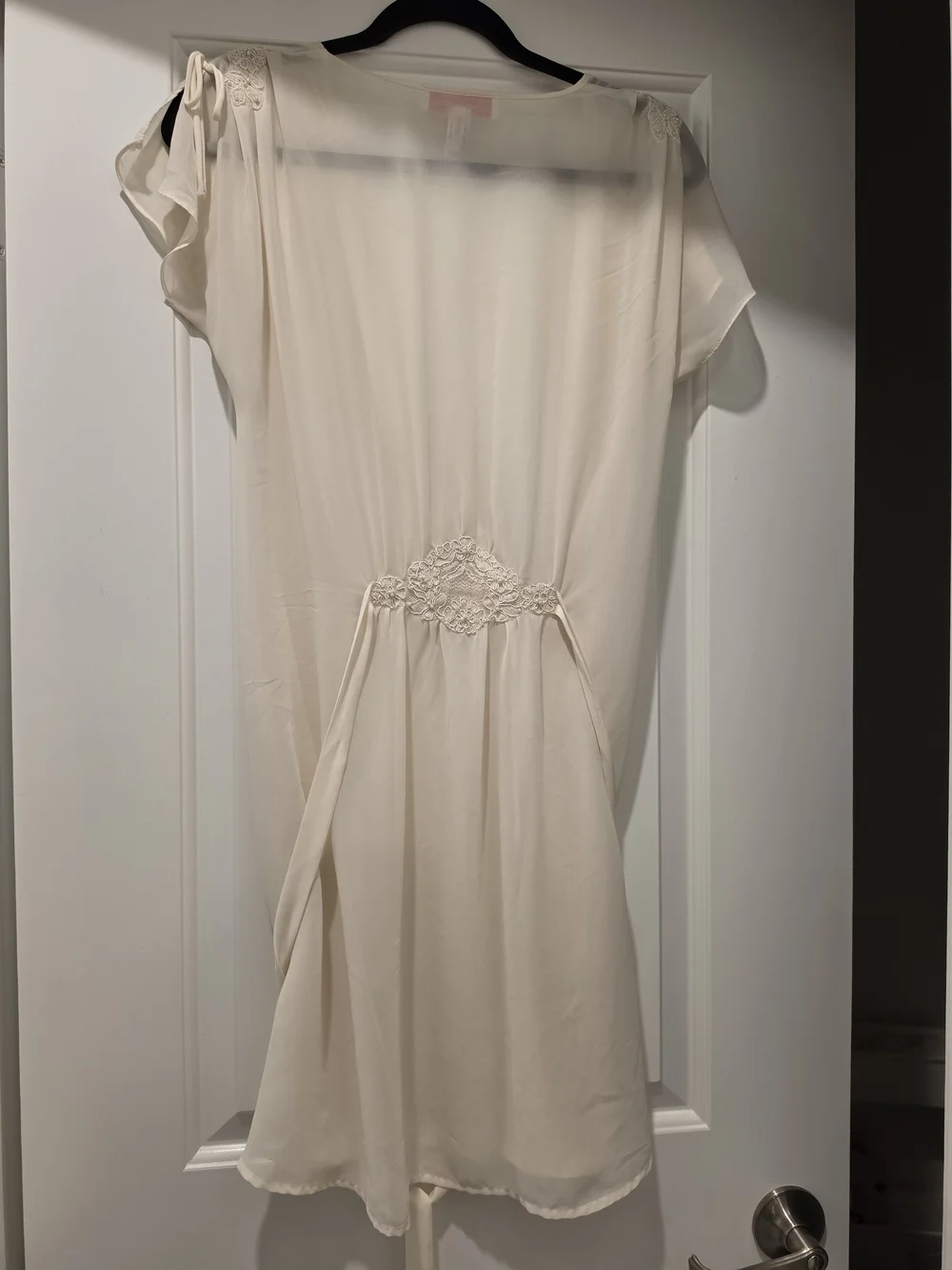 Oscar de la Renta Cream Sheer Short Robe